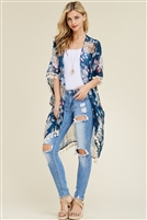 S29-6-2-HDF1997BL BLUE FLORAL TASSEL CARDIGAN/6PCS