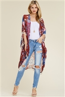 S29-1-2-HDF1997BU BURGUNDY FLORAL TASSEL CARDIGAN/6PCS