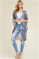 S29-1-1-HDF1997GY GRAY FLORAL TASSEL CARDIGAN/6PCS