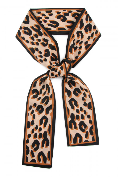 S4-6-3-HDF2425BR BROWN LEOPARD PRINT SCARF/6PCS