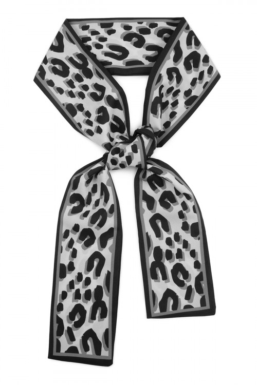 S4-6-3-HDF2425GY GRAY LEOPARD PRINT SCARF/6PCS