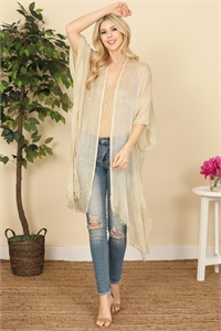 S2-7-1-HDF2498BG BEIGE GLITTERED FRINGED OPEN CARDIGAN/6PCS