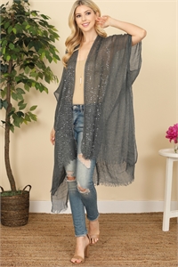 S25-6-3-HDF2498BK BLACK GLITTERED FRINGED OPEN CARDIGAN/6PCS