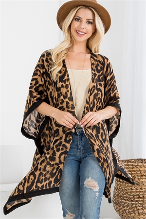 S21-3-1-HDF2503BR BROWN LEOPARD OPEN FRONT CARDIGAN/6PCS