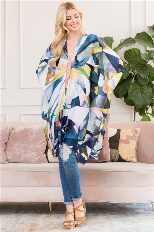 S17-2-1-HDF2661BL BLUE ABSTRACT PRINT KIMONO/6PCS