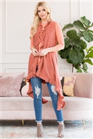 S3-5-5-HDF2674DPK DUSTY PINK OPEN RUFFLED SLEEVELESS CARDIGANS/6PCS (NOW $5.75 ONLY!)