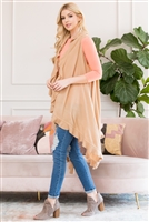 S3-6-3-HDF2674KA KHAKI OPEN RUFFLED SLEEVELESS CARDIGANS/6PCS (NOW $5.75 ONLY!)