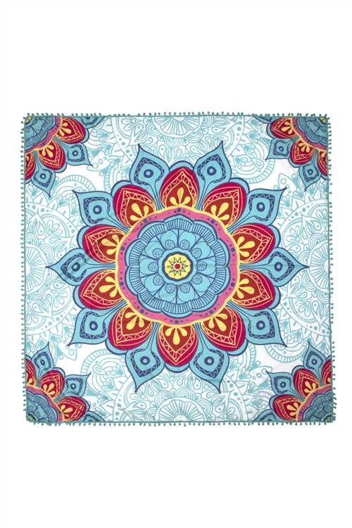 S28-1-2-HDF2758-2-MANDALA PRINT SQUARE TOWEL/1PC