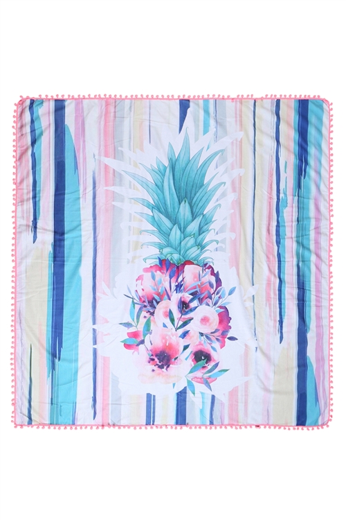 S17-10-6-HDF2758-21-FLORAL PINEAPPLE SQUARE TOWEL/1PC
