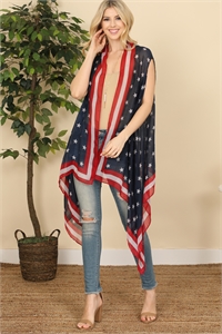 S18-9-2-HDF2843 USA ACCENT LONG OPEN FRONT KIMONO VEST /6PCS