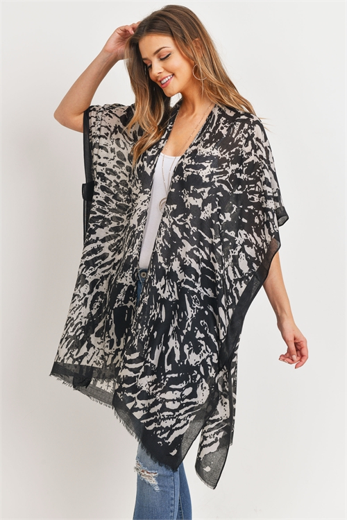 S17-4-2-HDF3164-ABSTRACT PRINT OPEN FRONT KIMONO/6PCS