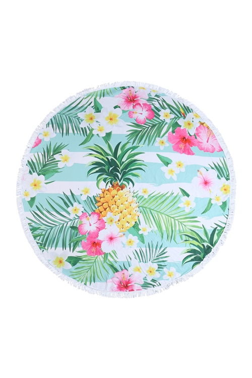 S26-7-3-HDF3201-FLORAL PINEAPPLE ROUND TOWEL/1PC