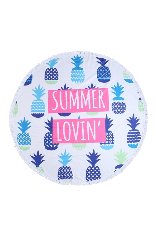 S26-9-4-HDF3206-SUMMER LOVIN PINEAPPLE ROUND TOWEL/1PC