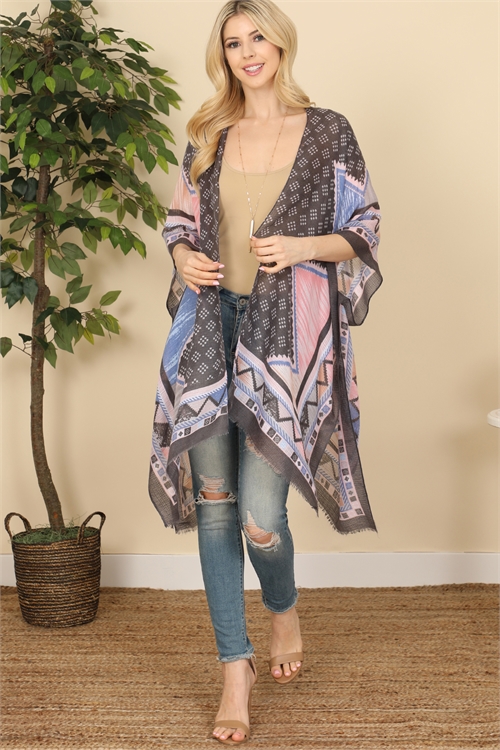 S29-9-4-HDF3368-BOHEMIAN OPEN FRONT TASSEL KIMONO-BLACK/6PCS