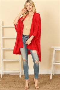 S28-9-1-HDF3460RD - CROCHET MESH KIMONO CARDIGAN-RED/6PCS