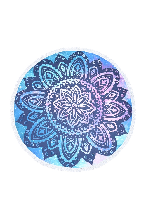 S7-3-1-HDF3632 - MANDALA MICROFIBER ROUND TAPESRY SUMMER BEACH TOWEL - NAVY/1PC