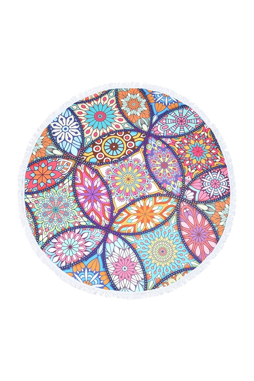 S26-1-1-HDF3637 - MANDALA, BOHO MICROFIBER ROUND TAPESRY SUMMER BEACH TOWEL - MULTICOLOR/1PC