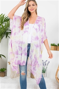 S20-1-2-HDF3648LMT - TIE DYE BOHEMIAN OPEN FRONT KIMONO - LIGHT MULTICOLOR/6PCS (NOW $2.75 ONLY!)