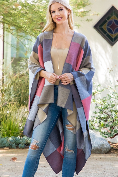 S19-8-6-HDF3847MT- SQUARE MULTICOLOR WARMER KIMONO WRAP-MULTICOLOR/6PCS (NOW $7.25 ONLY!)