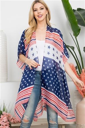 S25-8-1-HDF3894 - MULTI STRIPED AMERICAN FLAG KIMONO-USA/6PCS (NOW $3.75 ONLY!)