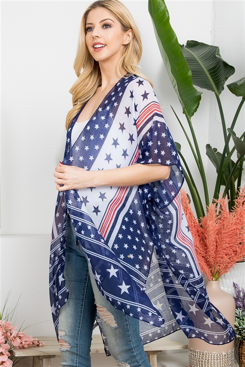 S25-8-1-HDF3895 - MULTI STAR AMERICAN FLAG KIMONO-USA/6PCS (NOW $3.75 ONLY!)