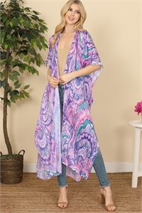 S25-8-1-HDF3917 - ABSTRACT PRINT SUMMER LONG KIMONO-LAVENDER/6PCS (NOW $5.75 ONLY!)
