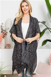 S2-7-1-HDF3924 - WAVY PRINT OPEN FRONT KIMONO-BLACK/6PCS