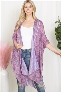 S26-2-3-HDF3939PK - LEAF PRINT INLINE BOHO OPEN FRONT KIMONO-PINK/6PCS (NOW $3.00 ONLY!)