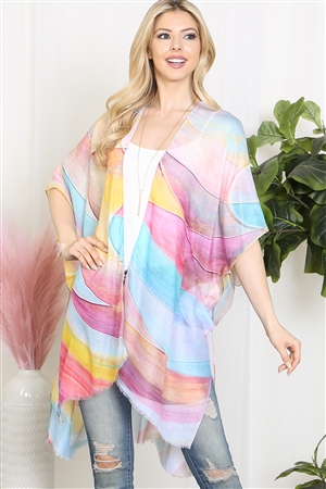S5-1-1-HDF3940YW - MULTICOLOR ABSTRACT PRINT TASSEL OPEN FRONT KIMONO-YELLOW/6PCS (NOW $4.50 ONLY!)