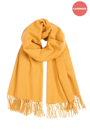 S26-5-2-HDF4011MU - CASHMERE FRINGE WRAP  LONG SCARF-MUSTARD/6PCS