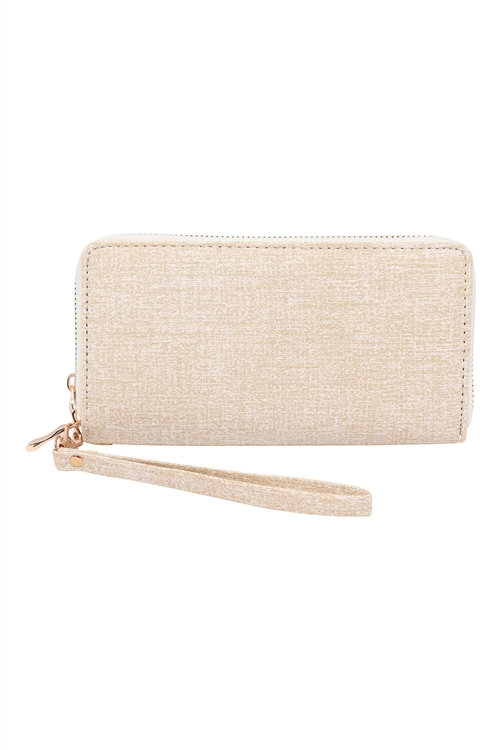 S2-9-2-HDG1456BG- BEIGE TWO TONE DOUBLE ZIPPER FASHION WALLET/6PCS (NOW $4.00 ONLY!)