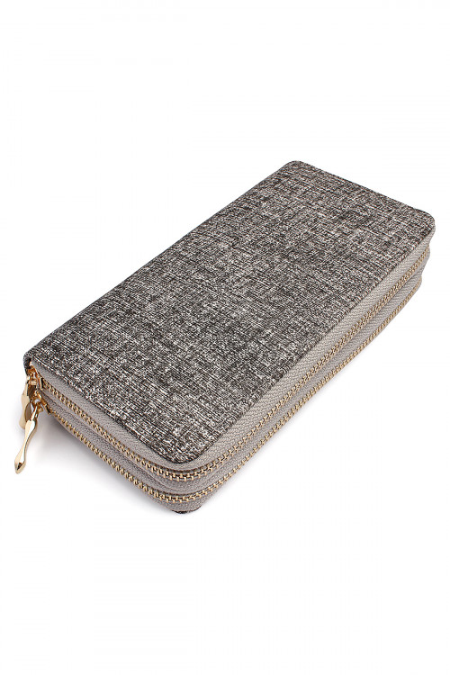 S2-6-2-HDG1456GY GREY DOUBLE ZIPPER FASHION WALLET/6PCS