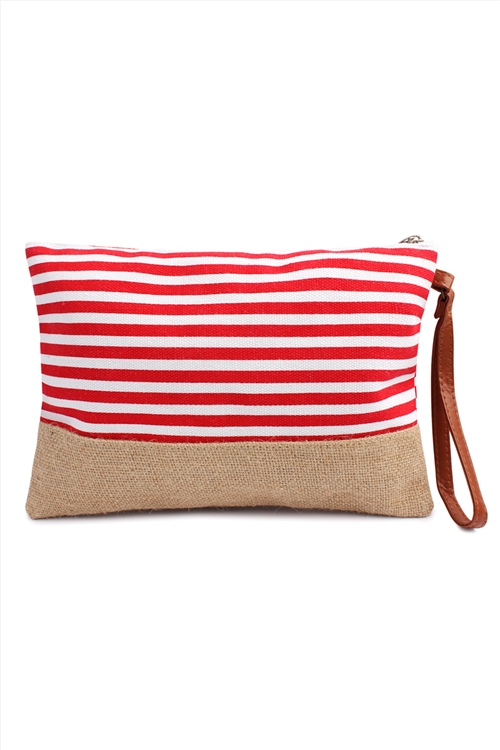 S23-13-3-HDG1469RD Red Striped Cosmetic Pouch/6PCS