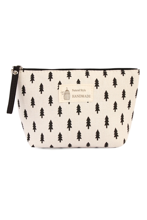 S17-4-4-HDG1586-11 PINE TREE COSMETIC BAG-BEIGE/6PCS