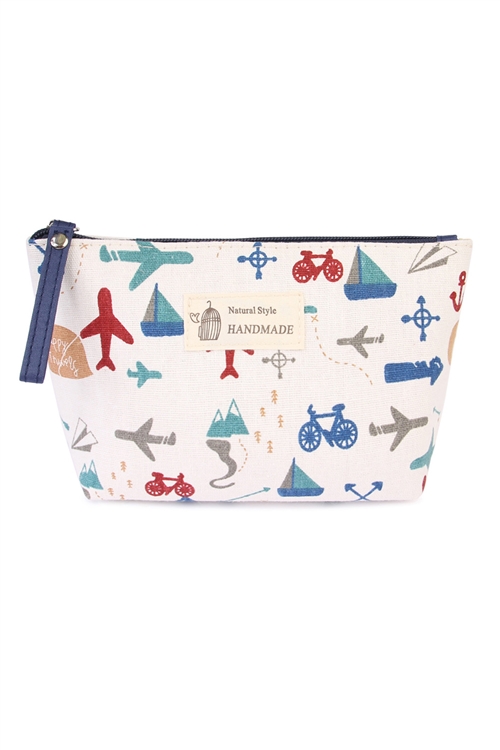 S24-6-5-HDG1586-3 TRAVELING PRINT COSMETIC BAG-WHITE/6PCS