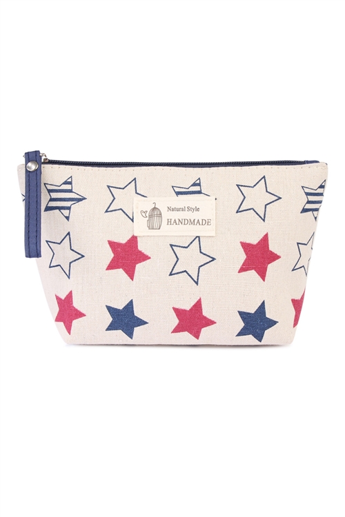 S24-6-5-HDG1586-4 STARS PRINTED COSMETIC BAG-BEIGE/6PCS