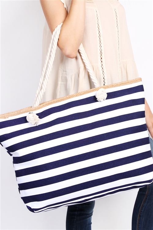 S17-10-6-HDG1636NV NAVY JUMBO STRIPE BAG/6PCS