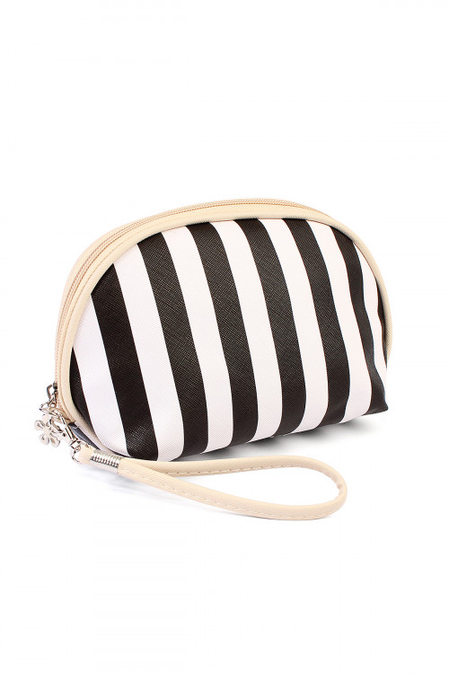 S5-5-1-HDG1857-1BK BLACK STRIPED COSMETIC BAG/6PCS