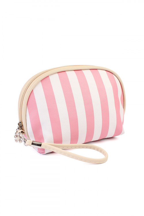 S5-5-1-HDG1857-1PK PINK STRIPED COSMETIC BAG/6PCS