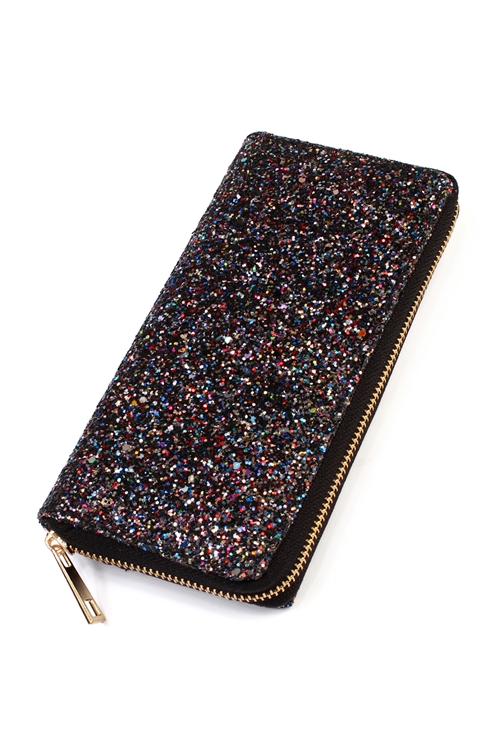 S26-7-1-HDG1883BK-BLACK GLITTERS WALLET/6PCS