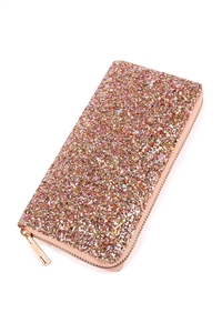 S26-8-1-HDG1883PE PEACH GLITTERS ZIPPER WALLET/6PCS