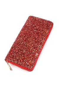 S18-8-3-HDG1883RD RED GLITTERS ZIPPER WALLET/6PCS