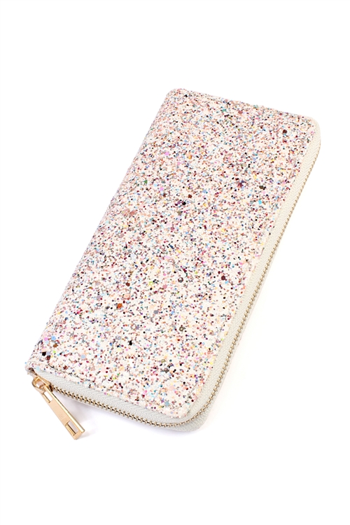 S22-11-1-HDG1883WH WHITE GLITTERS ZIPPER WALLET/6PCS