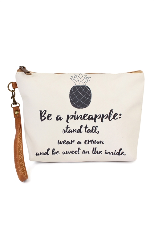 S24-2-5-HDG1905-1 "BE A PINEAPPLE.." WRISTLET MAKEUP BAG/1PC