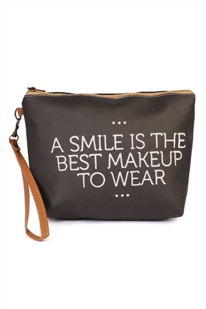 S23-10-1-HDG1912 "A SMILE..." WRISTLET MAKEUP BAG-BLACK/6PCS