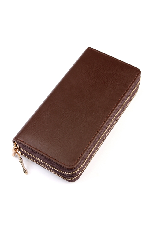 S2-8-1/S2-10-1-HDG2000BR BROWN DOUBLE ZIPPER WALLET/6PCS