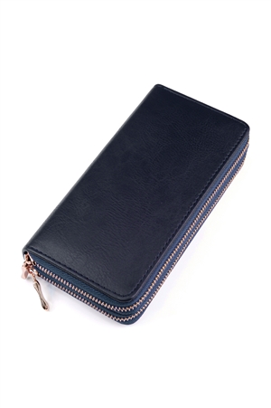 S2-9-1-HDG2000NV NAVY DOUBLE ZIPPER WALLET/6PCS