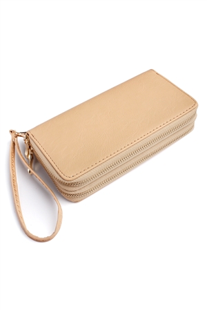 S29-1-4-HDG2000SD NATURAL DOUBLE ZIPPER WALLET/6PCS