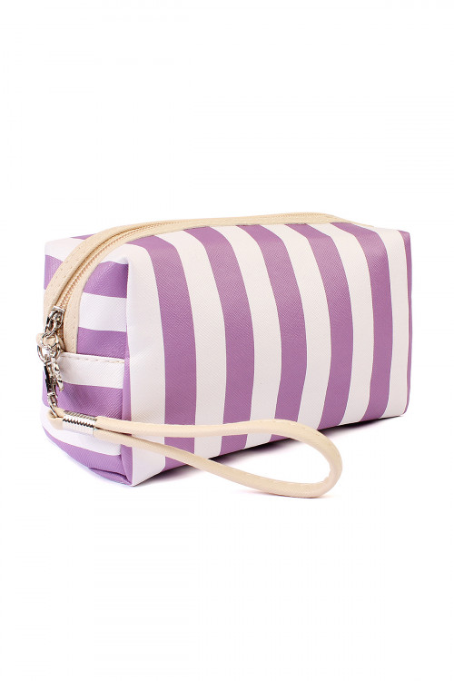 S5-5-1-HDG2061LV LAVENDER  RECTANGULAR STRIPED COSMETIC BAG/6PCS