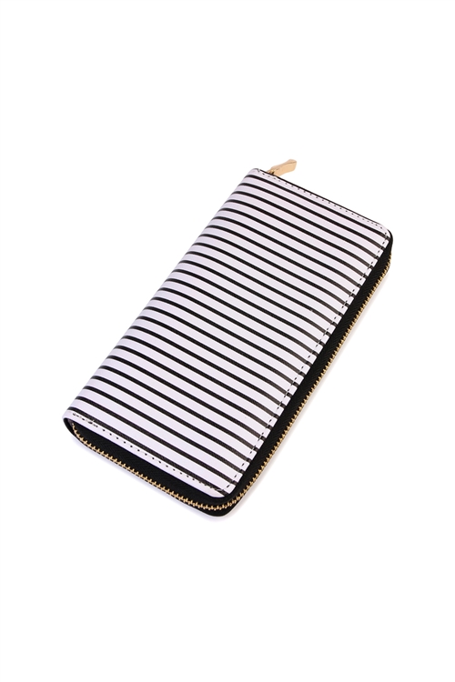 S29-5-1-HDG2134BK BLACK SIMPLE STRIPED ZIPPER WALLET/6PCS